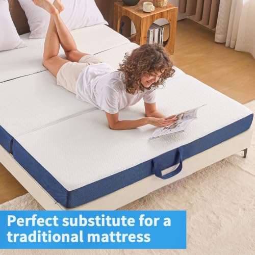 6-Inch Memory Foam Tri-Fold Mattress - Full Size Portable Guest Bed