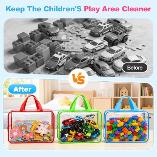 6-Pack Clear Toy Storage Bags with Zipper, Durable PVC Organizer for Toys