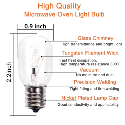 40W E17 Base Appliance Light Bulbs for Microwave and Oven, 6 Pack