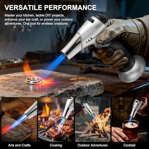 Refillable Kitchen Butane Torch with Safety Lock & Adjustable Flame