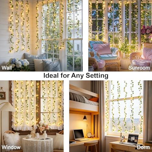 Suddus LED Ivy Vine Curtain Lights 6.5x6.5ft with Remote