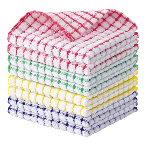 Cotton Kitchen Dish Cloths 8-Pack - 12x12 Soft Absorbent Dish Rags