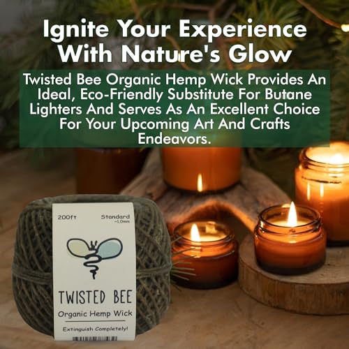 Organic Hemp Wick with Beeswax Coating - 200ft Standard Size