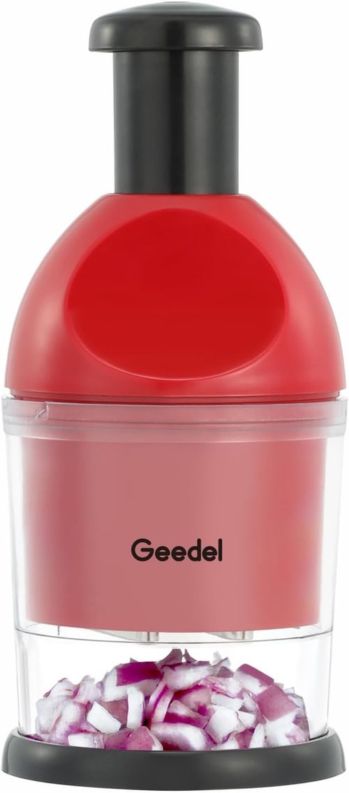 Geedel Food Chopper - Easy-To-Clean Manual Vegetable Cutter | Dishwasher Safe for Onions, Garlic & Nuts