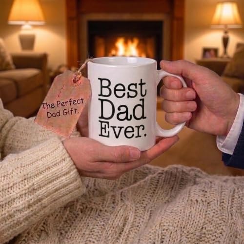 Best Dad Ever Mug 15 oz - Double-Sided Gift Coffee Cup, Father's Day