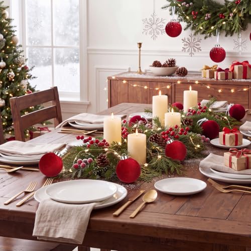 IPOPU Burgundy Velvet 3.15in Christmas Ornament Balls, 15Pcs