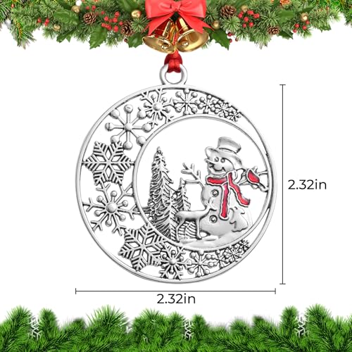 JoviaFesta Snowman Christmas Ornament - Handcrafted Pewter Holiday Decor