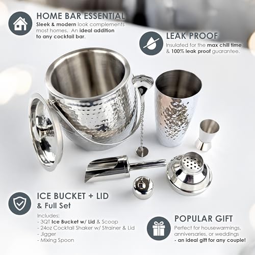 BREKX 5-Piece Insulated Cocktail Bar Set - Ice Bucket, Shaker, Accessories