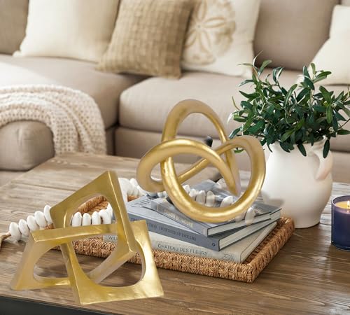 Modern Geometric Gold Knot Sculpture Resin Tabletop Decor Statue