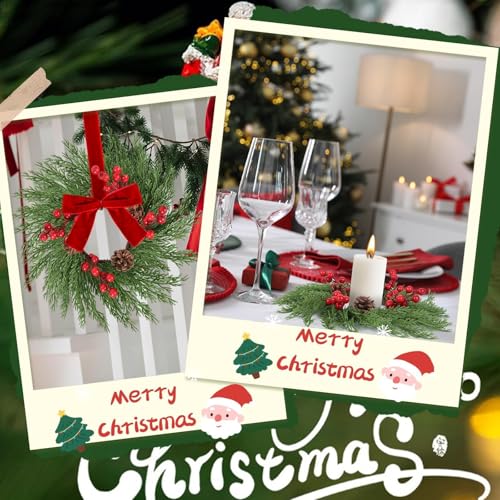 YLOLUL 6-Pack Christmas Mini Wreaths with Ribbon for Kitchen & Holiday Decor