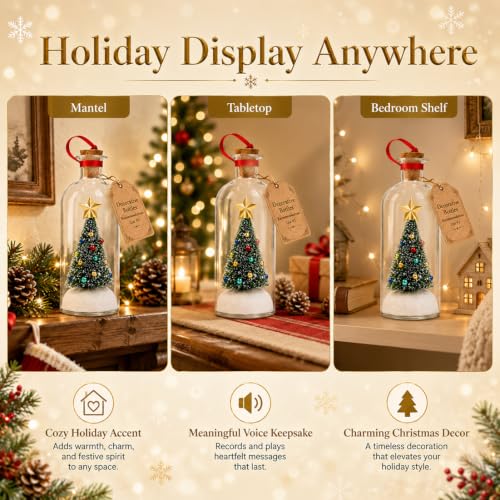 Recordable Christmas Tree in a Bottle Glass Ornaments - 3 Piece Set