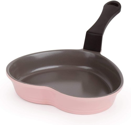 Neoflam 5.5'' Ceramic Nonstick Little Shaped, Frying Griddle Pan, Shaper Mini Pancake Waffle Maker with Heat Resistant Handle for Breakfast Scrambled Egg, Grilled Cheese, Pink Heart (51101)