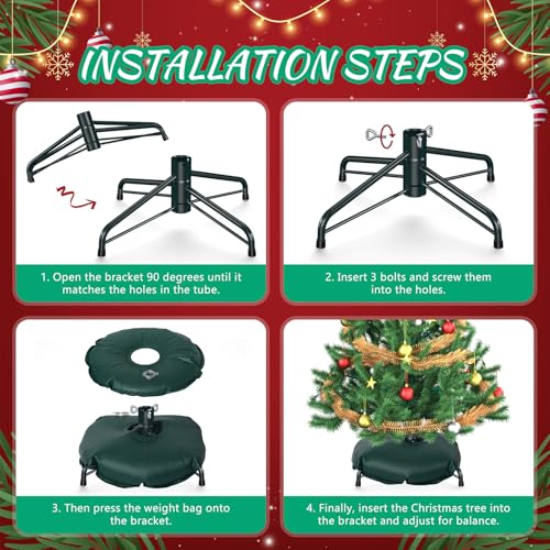 Womnwomn Christmas Tree Stand for Artificial Trees 4-6ft, Metal Base with Floor Protectors