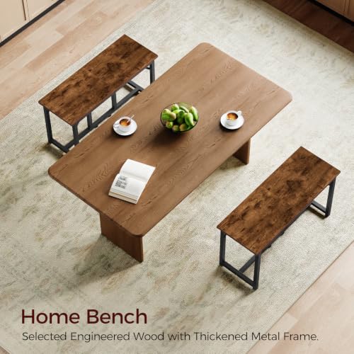 Rustic Dining Bench 31.5-Inch Industrial Kitchen Bench with Metal Frame