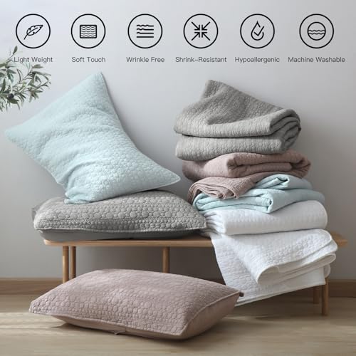 Aqua Blue Queen Quilt Set - 3-Piece Pre-Washed Microfiber Bedspread