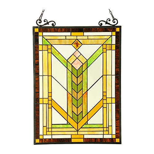 Handcrafted Stained Glass Window Panel 18x24 - Mission Style