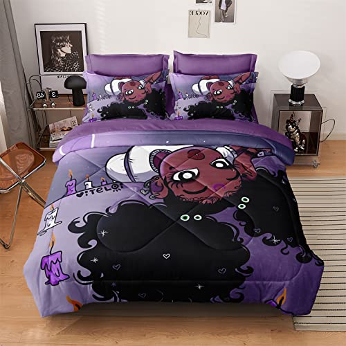 Purple Comforter Set with Sheets - Cute Princess Bedding for Girls