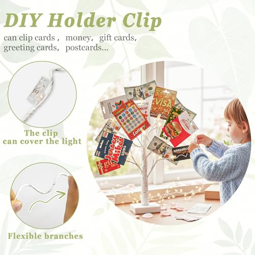 Lighted Birch Tree Gift Card Holder - 2ft Tabletop Money Display Tree