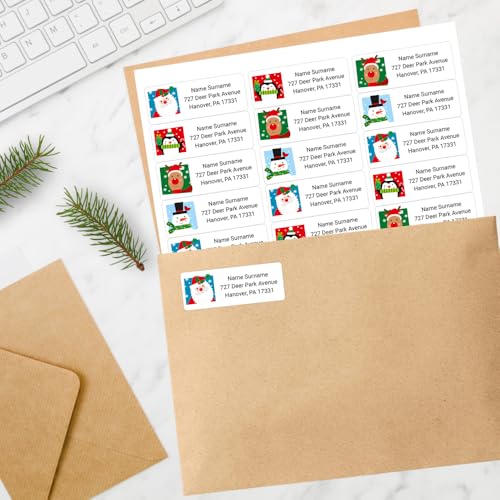 Fun Christmas Mix Return Address Labels Set of 100 | Personalized Holiday Labels