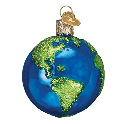 Planet Earth Glass Blown Christmas Ornament - Handcrafted Globe Holiday Decor