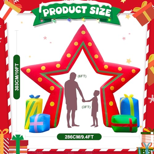 OurWarm 10ft Outdoor Christmas Inflatable Arch with Built-In LED Lights
