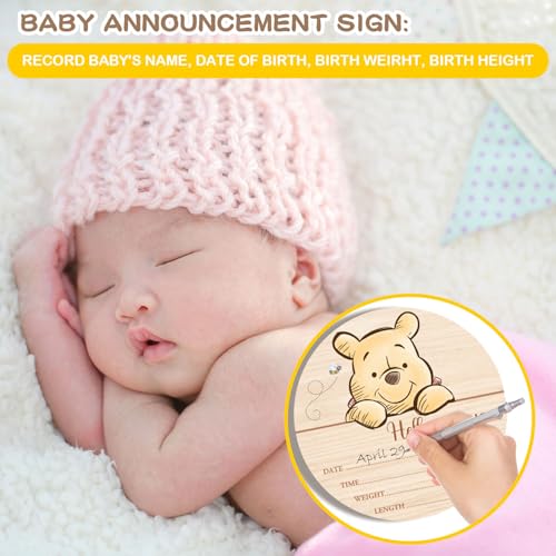 Wooden Newborn Birth Announcement Sign - 5.9 Inch Baby Photo Prop