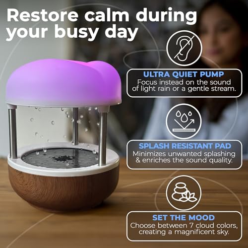 Tabletop Water Fountain with Quiet Pump & LED Light | Zen Desk Decor