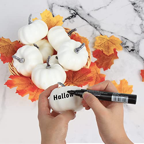 12-Piece Set 3.1-inch White Artificial Pumpkins for Fall Home Decor