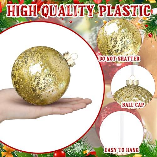 4-Inch Shatterproof Gold Christmas Ball Ornaments - 8 Piece Set