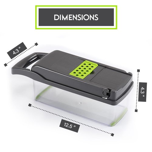 Multi Functional Vegetable Slicer, 13 in One Vegetable Chopper, Ideal for Slicing Onion, Potato, Works excellently as Dicer, Cutter or Slicer, The Perfect Veggie Pro Chopper