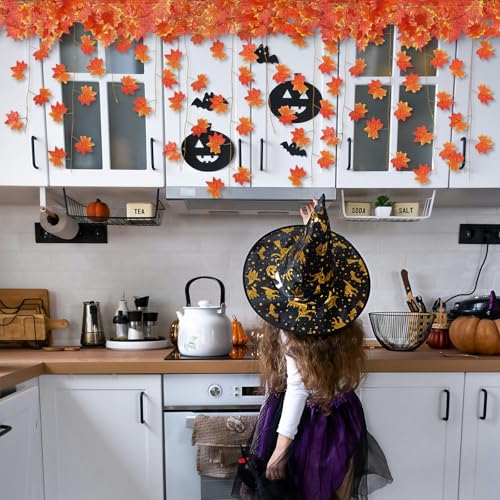 12-Pack Artificial Fall Leaf Garland - 7ft Silk Maple Leaf Vines Decor