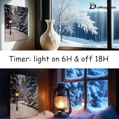 DEMAGNNIE Lighted Fiber Optic Snowy Landscape Wall Art 17x14 in