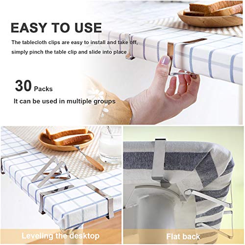 30-Pack Stainless Steel Tablecloth Clips for Picnic and Outdoor Tables