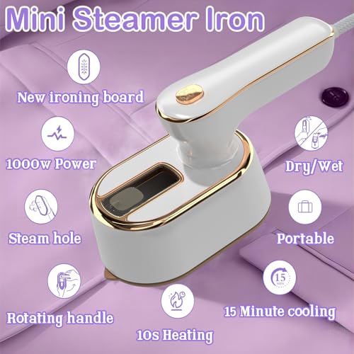 Quuejenl Mini Portable Travel Steam Iron and Garment Steamer for Clothes