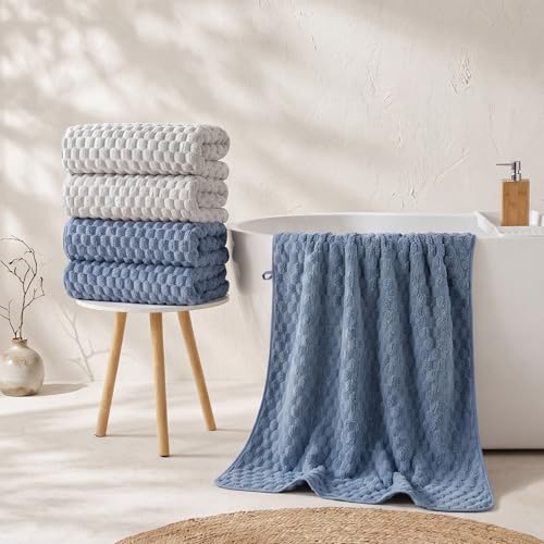 REDKISS Microfiber Bath Towels 4-Pack - Quick Dry & Ultra Absorbent (27x55")