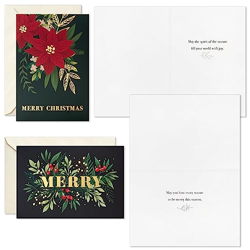 Hallmark Bulk Boxed Christmas Card Assortment, Elegant Jewel-Tone Floral Assortment (72 Cards and Envelopes)