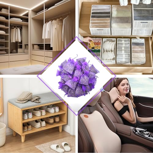 24-Pack Dried Lavender Sachets for Closets and Drawers - Natural Flower Buds