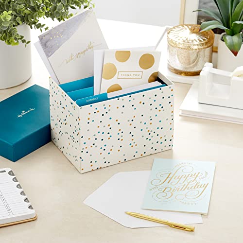 Hallmark All Occasion Cards Assortment?48 Cards and Envelopes with Card Organizer Box (Polka Dots)