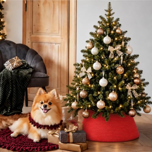 Degeyoyo Red Adjustable Christmas Tree Collar for 2-4ft Artificial Trees - Small