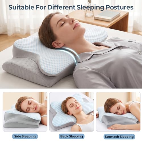 Bespillow Ergonomic Cooling Memory Foam Cervical Pillow for Neck Pain Relief