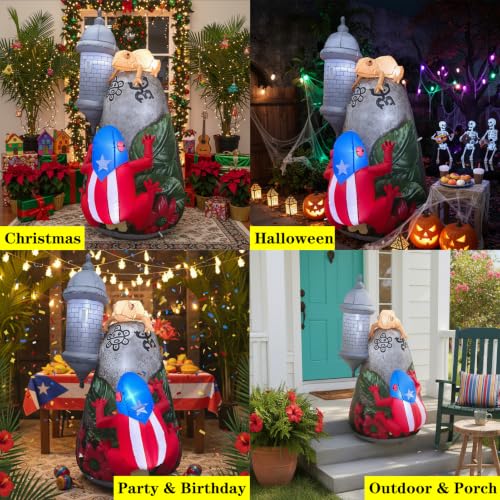 Puerto Rico Christmas Inflatable with Coqui Frog - 5FT Yard Decor - Variation of PR Inflatables 1