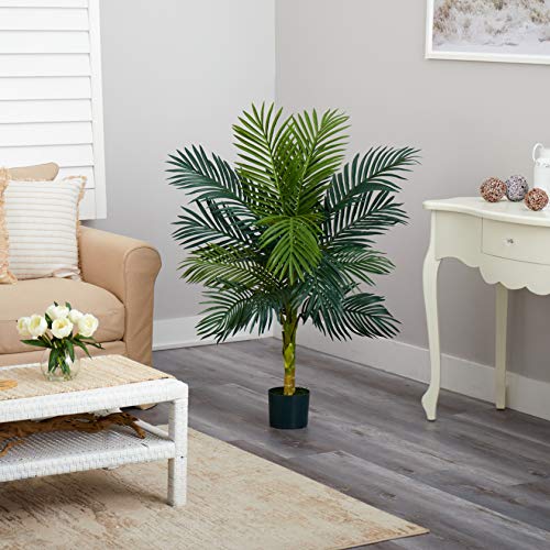 4ft Artificial Golden Cane Palm Tree - Lush Indoor Faux Plant