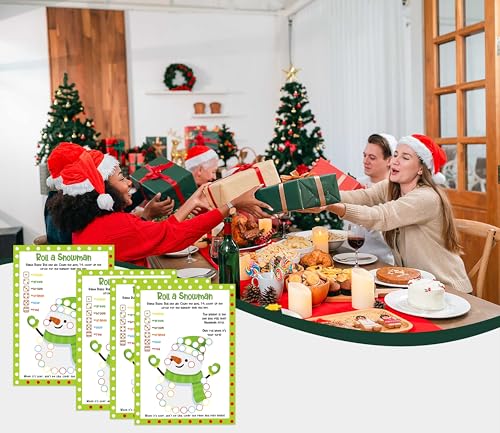 URMISU Roll a Snowman Christmas Party Game – 25 Card Set for Large Groups