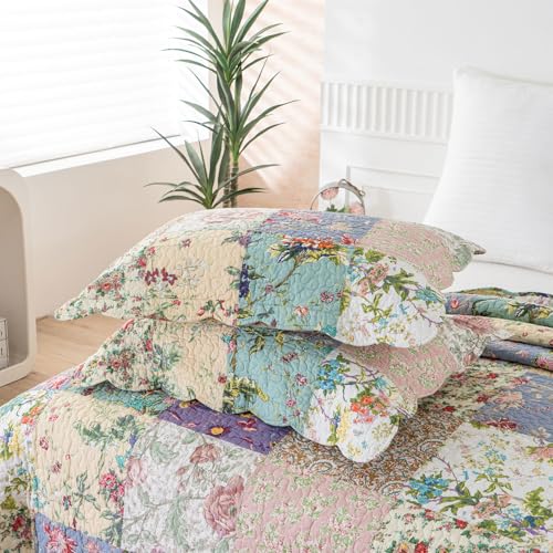 YAYIDAY 100% Cotton Oversized King Patchwork Quilt Set - 120x118 Bedspread