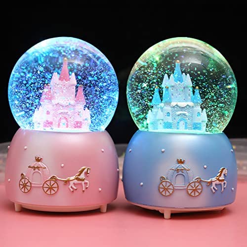 Musical Castle Snow Globe with Rotating Glitter and Color Changing LED Lights