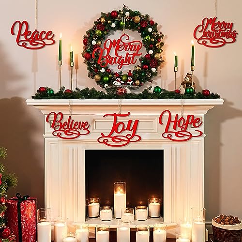 12-Pack Christmas Wooden Blessing Word Signs for Holiday Decor