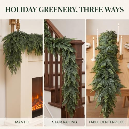 Gradient 2-Pack 6FT Artificial Cedar Pine Garland for Holiday Decor