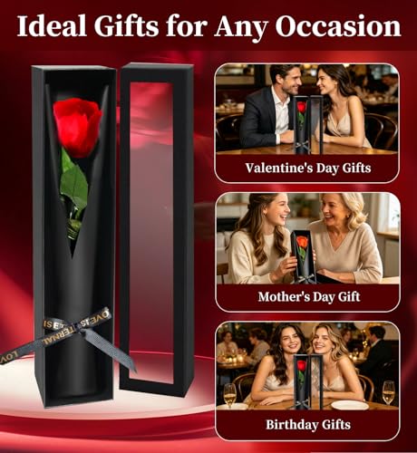 Preserved Red Rose in Keepsake Box - Real Lasting Flower Gift for Her