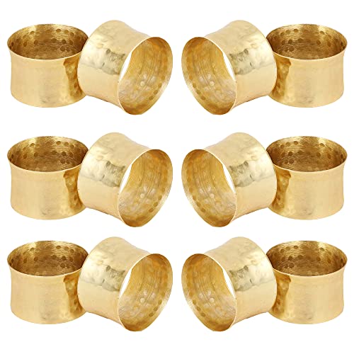 Gold Hammered Metal Napkin Rings, Set of 12 for Elegant Dining Table Decor