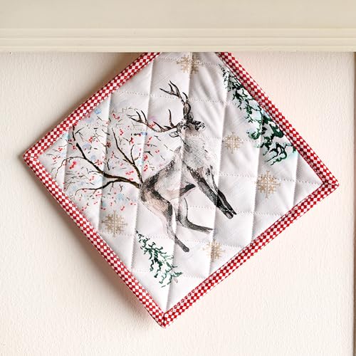 Maison d' Herm ine Pot Holders 8" x 8" Cotton, Pack of 1 — Rural Christmas 079